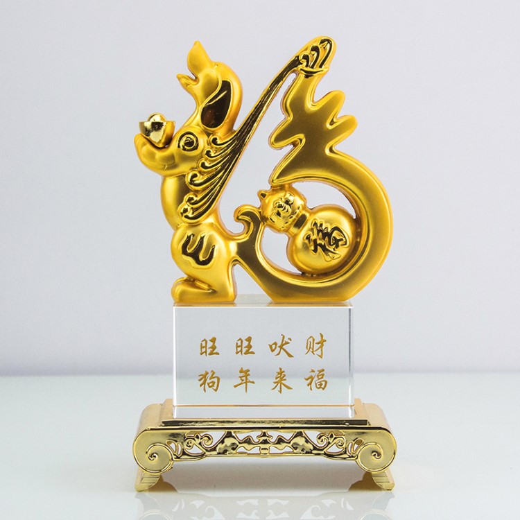 新款水晶狗 生肖招財(cái)擺件 2018狗年水晶紀(jì)念品定制 公司開業(yè)禮品