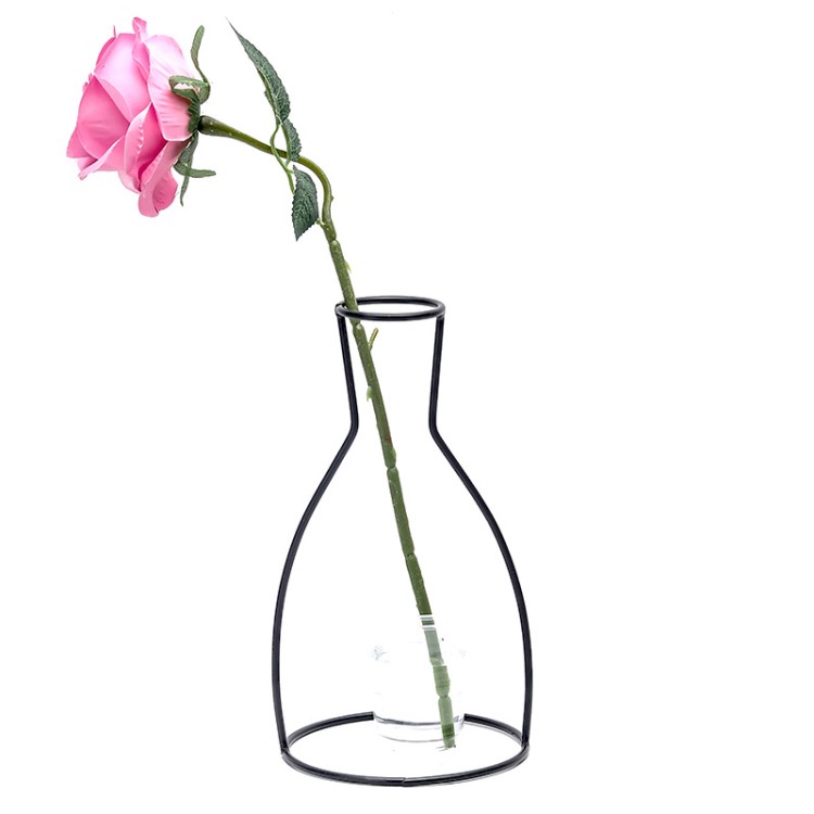北歐烤漆鐵線干鮮插花架金屬花瓶架創(chuàng)意擺件移動花架鐵線工藝品