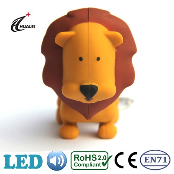  獅子  LED發聲發光手電鑰匙扣 汽車包包掛件小禮品廠家直銷