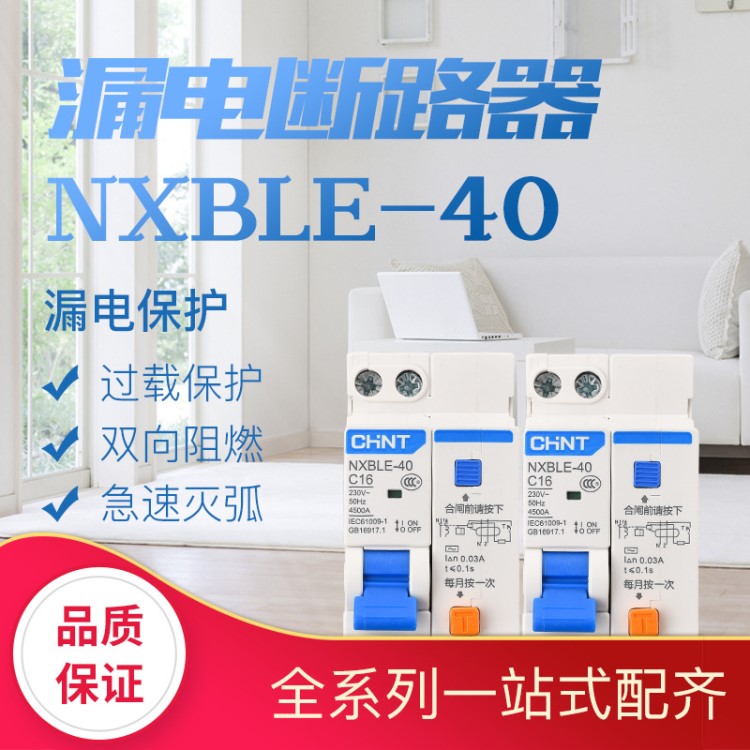 正泰昆侖系列NXBLE-40 1P+N C型 漏電保護(hù)斷路器雙進(jìn)雙出空開(kāi)開(kāi)關(guān)