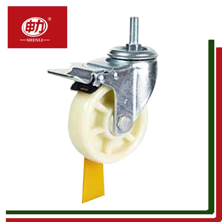 厂家直销 3/4/5寸新款改性尼龙丝杆万向轮  平板定向脚轮  刹车轮