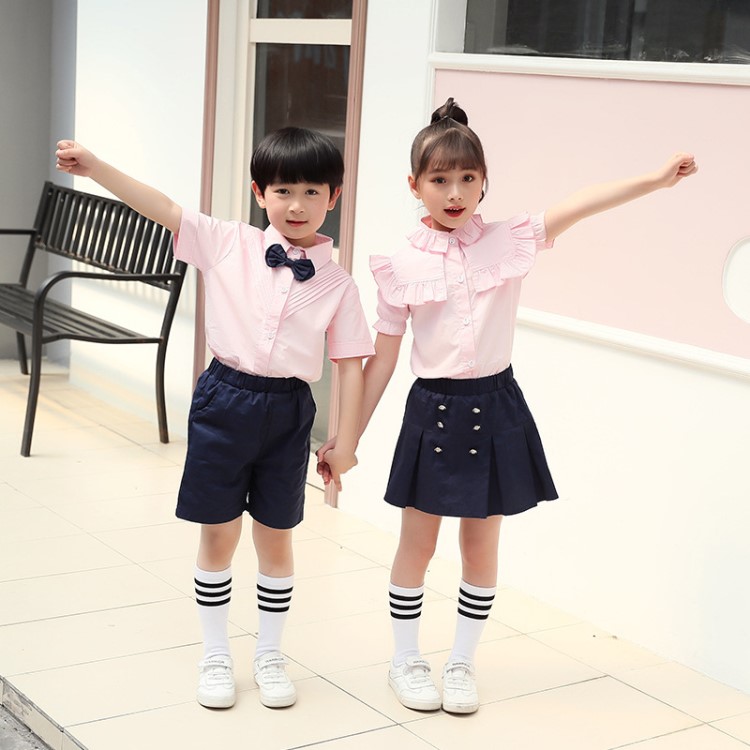 校服園服幼兒園兒童小學(xué)生演出服學(xué)校夏季夏裝畢業(yè)照定制童裝班服