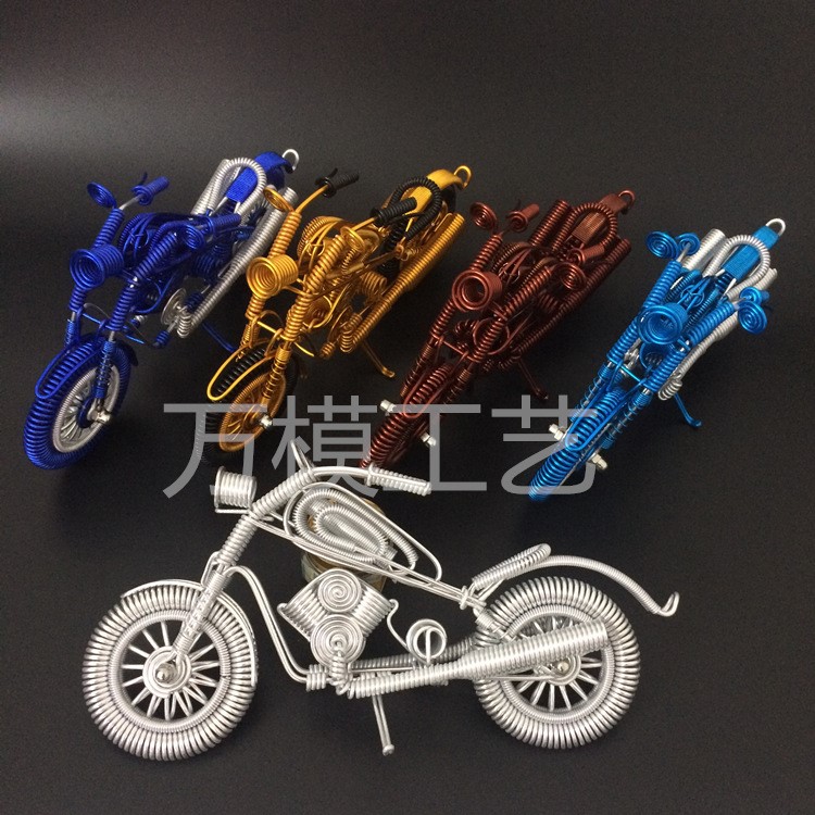 【大摩托A款】2015新款手工摩托車 彩色鋁線藝術(shù)品 手工單車