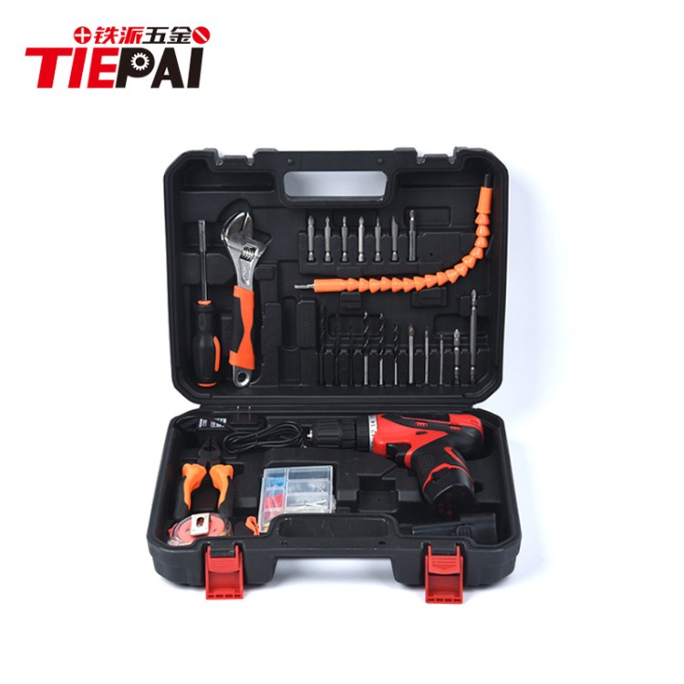 88件套多功能電動螺絲刀鉆頭工具箱家用木工維修五金工具帶扳手