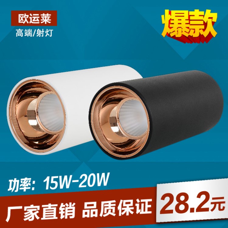 廠家供應(yīng)高端led酒店明裝射燈外殼套件時尚COB明裝筒燈外殼配件