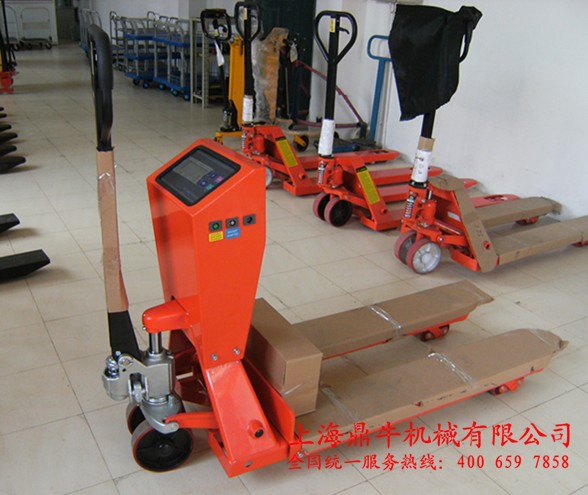 諾力牌電子秤搬運(yùn)車 電子稱液壓車 稱重式手動液壓叉車 帶打印