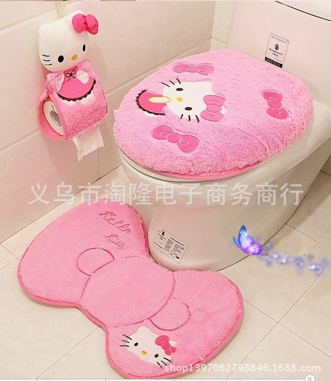 hello kitty馬桶兩件套三件套四件套坐便套坐便器套馬桶座圈腳墊