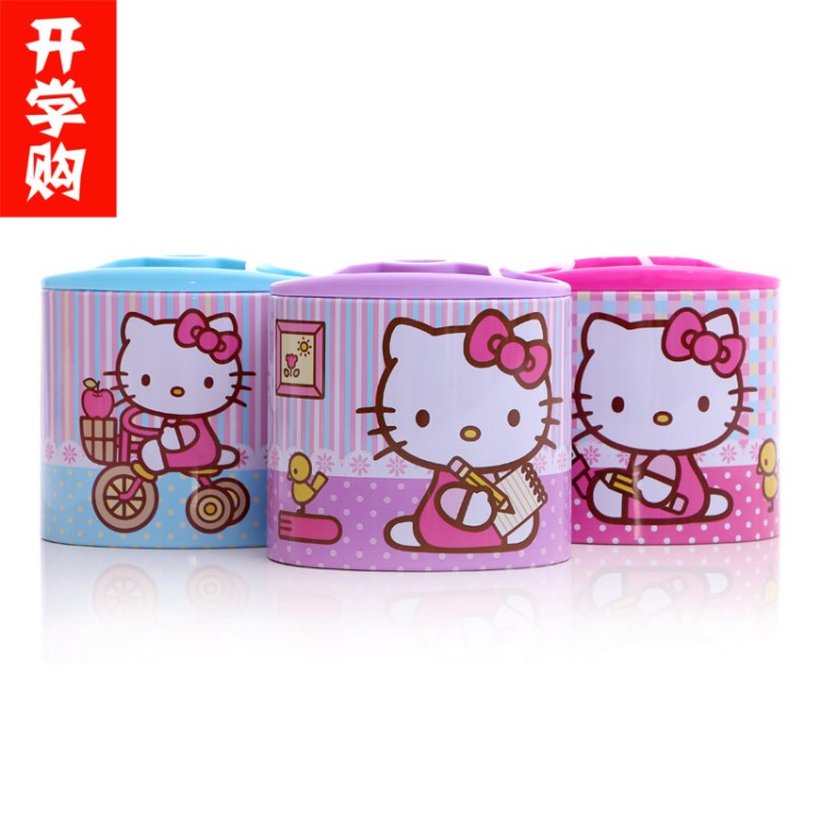 helloKitty凱蒂貓 簡約大方學(xué)生卡通塑料橢圓形筆筒