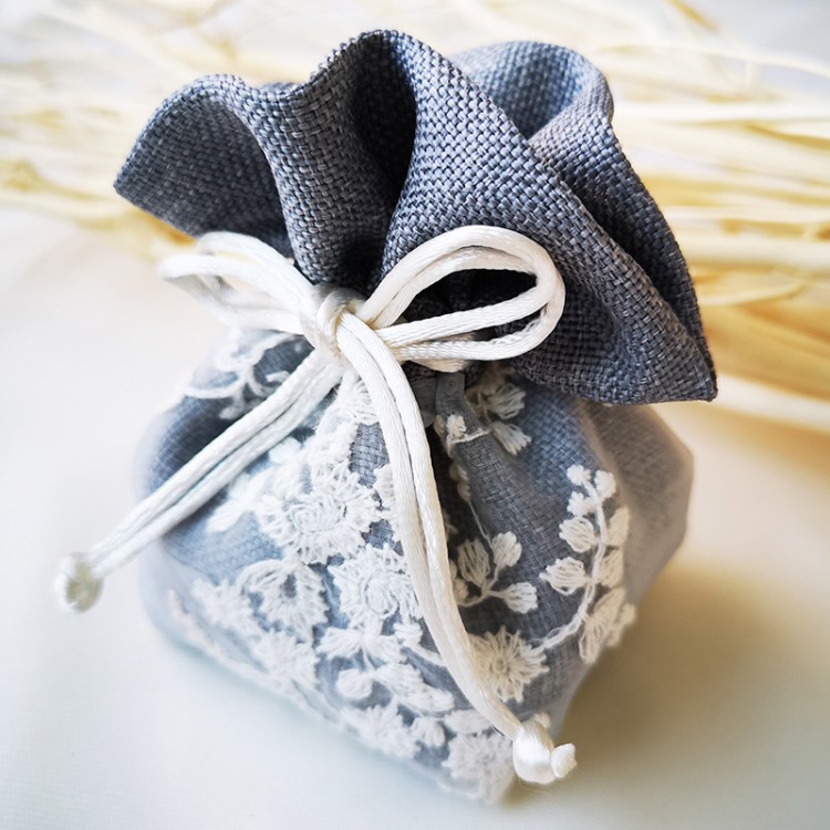 跨境紗袋 刺繡滌綸定制 創(chuàng)意珍珠棉布袋定做束口 禮品包裝袋