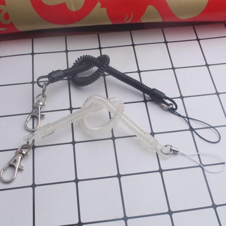 手機掛件彈簧防丟塑料掛繩 老人鑰匙扣手繩彈力伸縮硅膠鏈