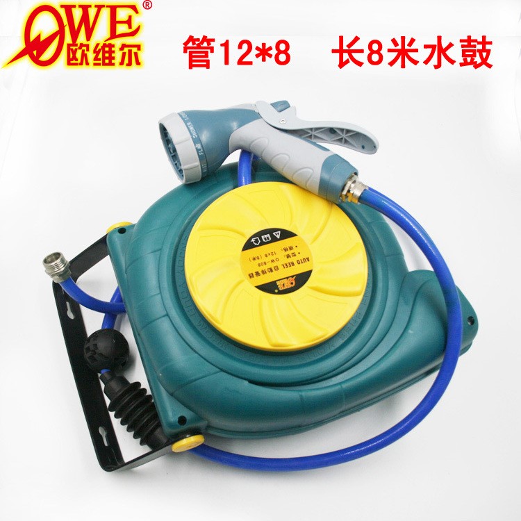 歐維爾OW-810水鼓10米12*8自動卷管器雙層水管卷輪座排管伸縮吊輪