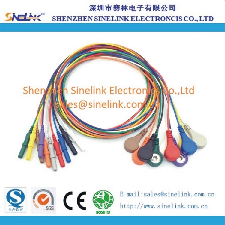 重用型腦電極線，單條裝，按扣式，&Phi;1.5mm插孔式