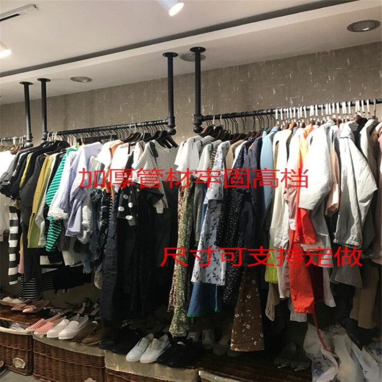 复古婚纱架子服装店吊顶悬挂衣架吊架男女装店展示架上墙可调节