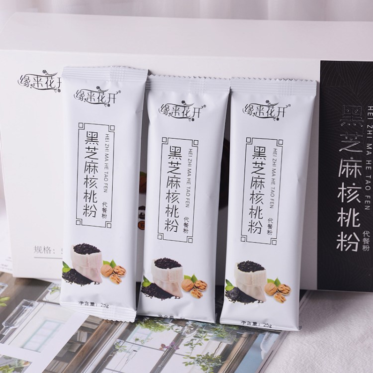 缘来花开黑芝麻核桃粉厂家直销魔芋代餐粉25g*20袋装营养餐OEM