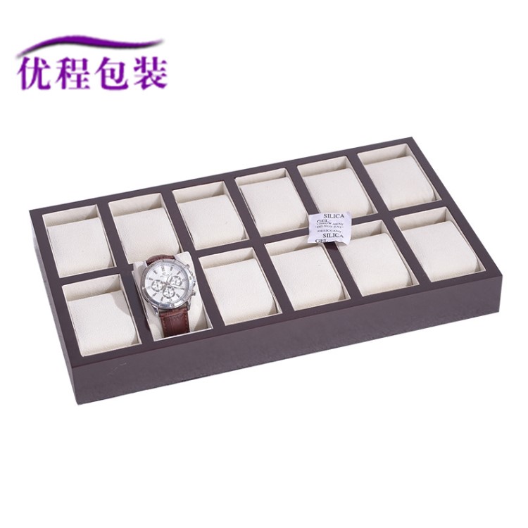 現(xiàn)貨批發(fā)12位噴漆手表盤實木質(zhì)手表托盤手表收納盒柜臺手表展示盤
