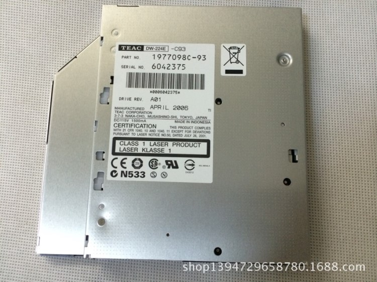 全新TEAC DW-224E 筆記本內(nèi)置光驅(qū) IDE DVD/CD-RW通用型