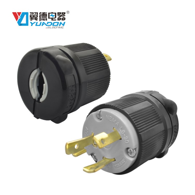 現(xiàn)貨NEMA L6-30P美式美規(guī)大功率工業(yè)電源插頭 美規(guī)三極自鎖式插頭