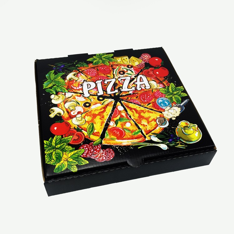 黑色披薩盒7/8/9/10/12寸一次性比薩包裝盒匹薩pizza外賣打包盒