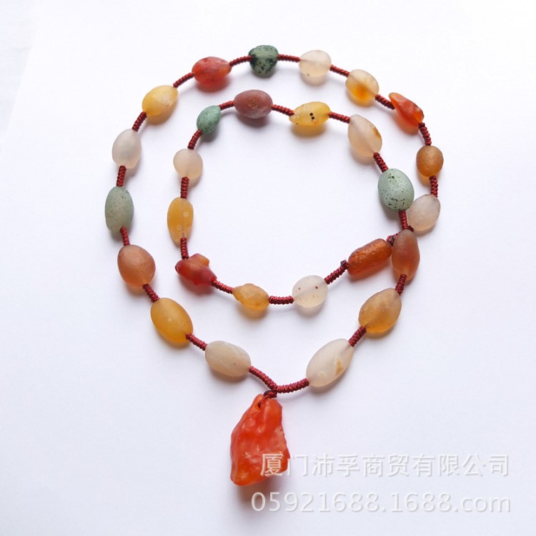 廠家直銷 阿拉善天然戈壁玉項鏈 蒙古瑪瑙項鏈 彩珠項鏈 批發(fā)7