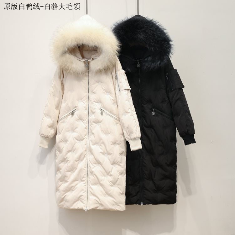 2018韓國外貿(mào)女裝羽絨大衣韓版雪花刺繡大碼胖mm長款羽絨服女冬