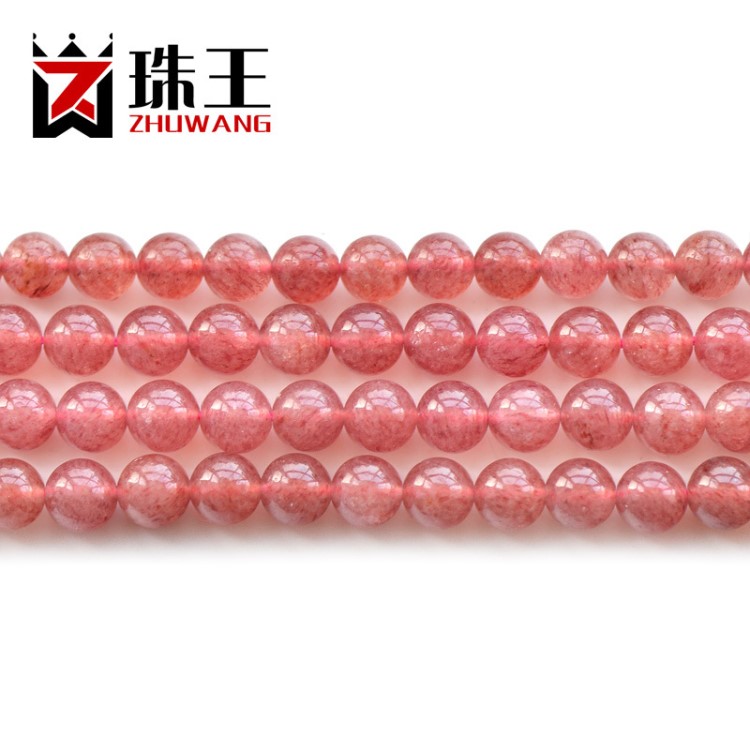 珠飾品 天然草莓晶散珠手工串珠草莓晶批發廠家直銷
