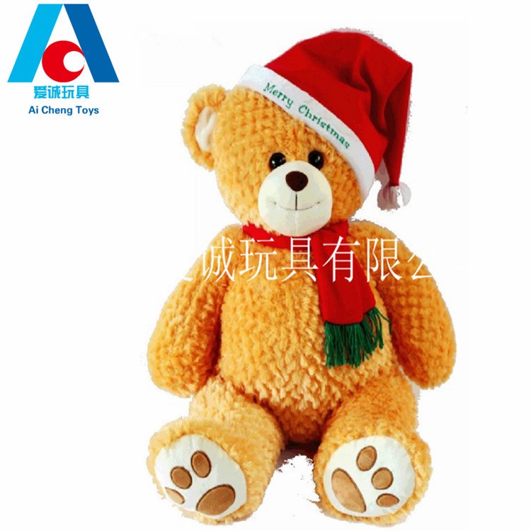 定制節(jié)日禮品泰迪熊 圣誕節(jié)圍巾帶帽泰迪熊 送禮佳品玩具