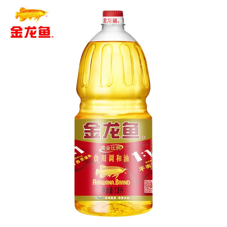 金龍魚(yú)黃金比例1:1:1食用調(diào)和油1.8L家庭裝包郵葵花油花生油大豆