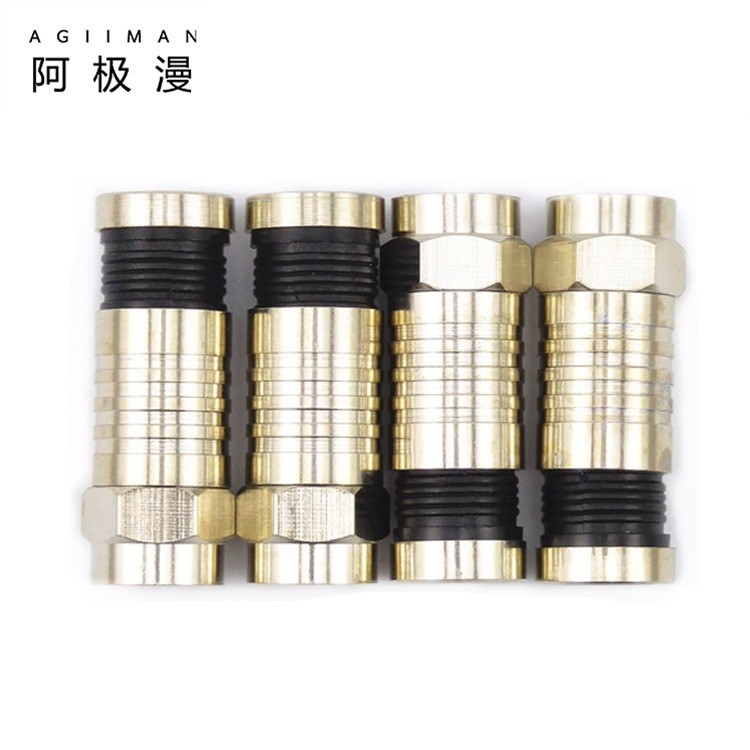 阿極漫 供應(yīng)F頭 擠壓式F頭 RF射頻同軸連接器英制頭黑色 RG6工具