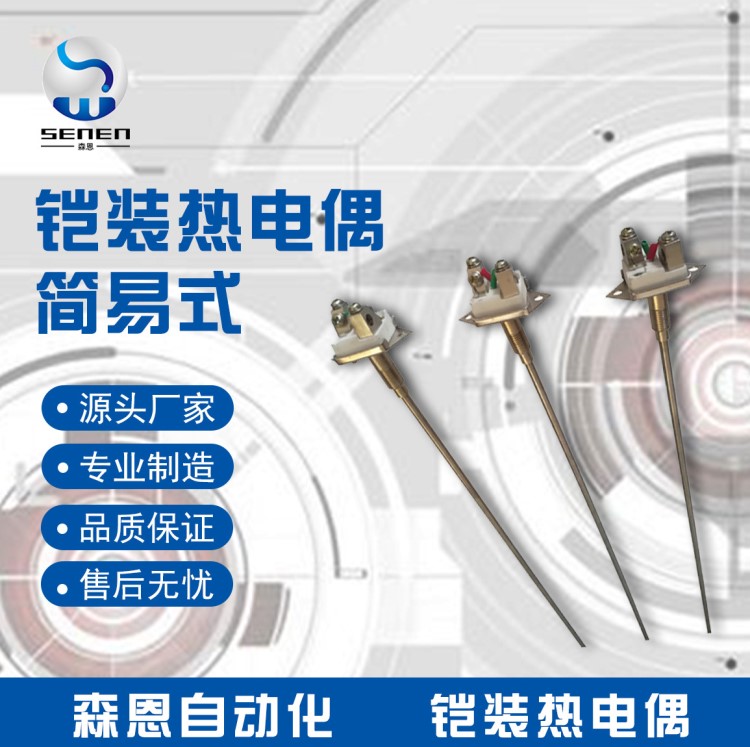 定制WRNK2-301簡易式溫度傳感器 WREK2-301不銹鋼鎧裝熱電偶