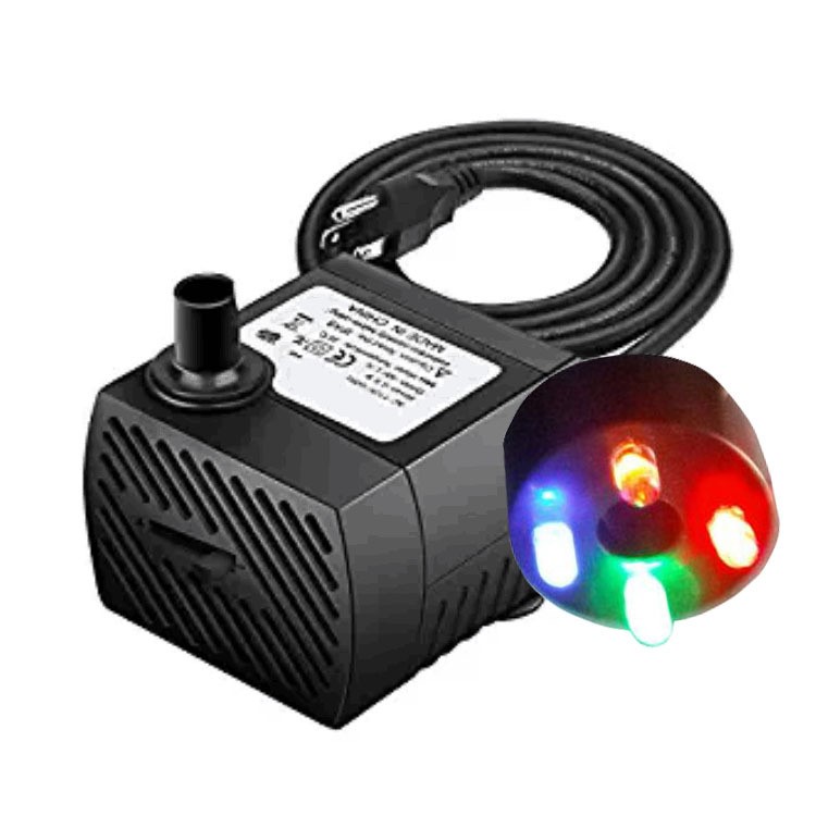 5w魚缸微型泵山水盆景水族箱循環(huán)假山潛水泵帶七彩LED廠家直銷