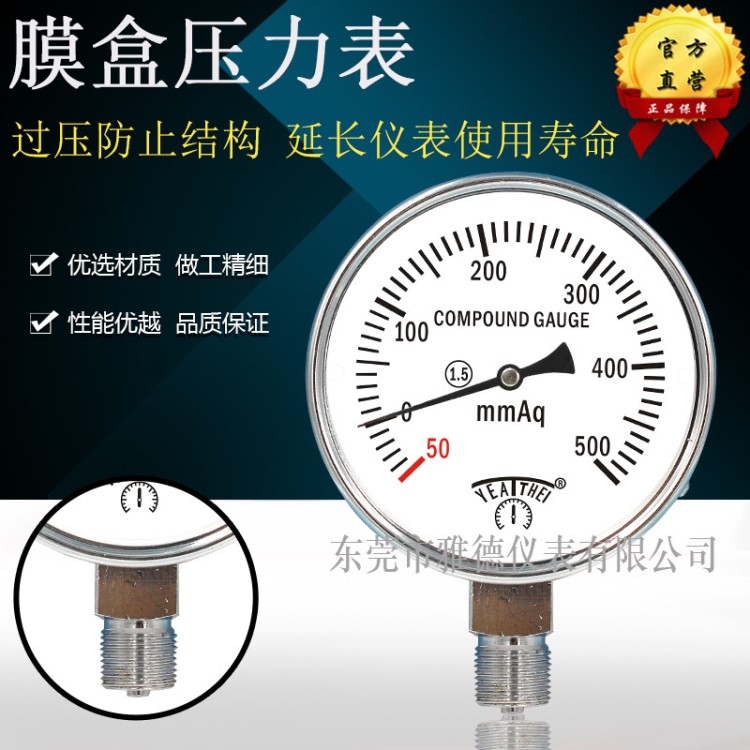 供应100MM径向毫巴表调压箱膜盒压力表燃气压力表