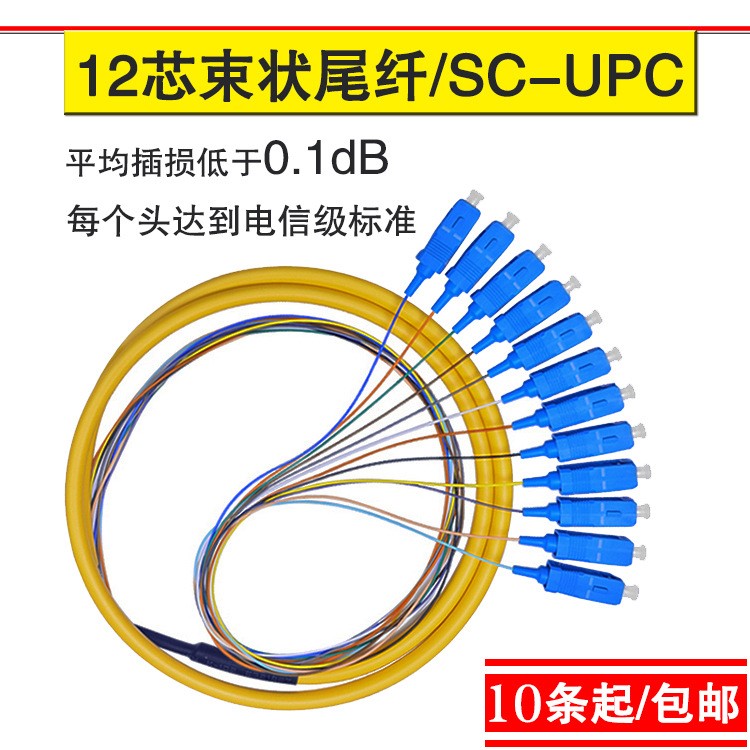 12芯束狀尾纖SC/LC/FC UPC方頭單模光纖線尾纖線圓頭熔纖盤電信級(jí)