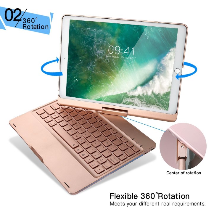 F360pro10.5旋轉(zhuǎn)背光藍(lán)牙鍵盤F180新ipadpro9.7air2發(fā)光鍵盤