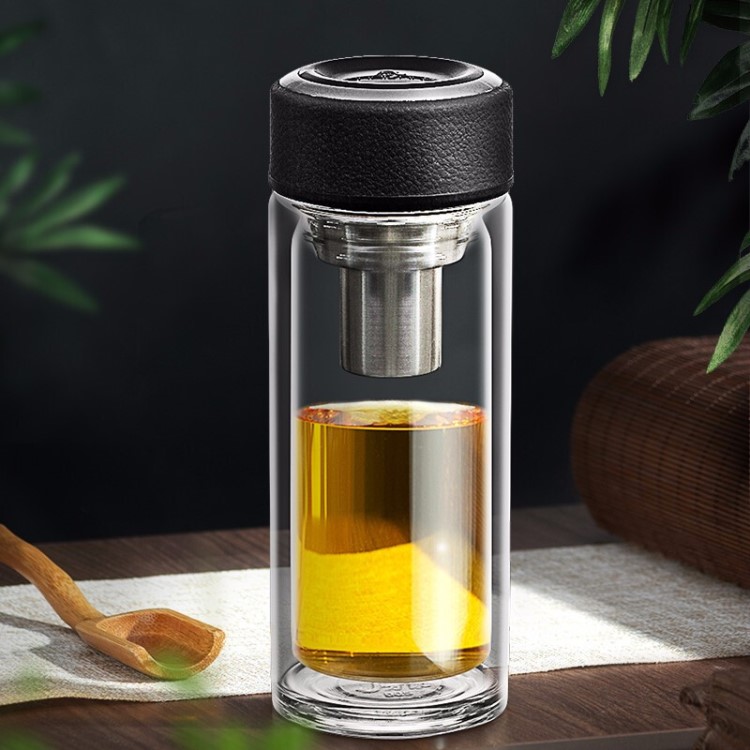 万象双层玻璃杯男女士茶杯便携防漏水杯可批发定制v20 v21