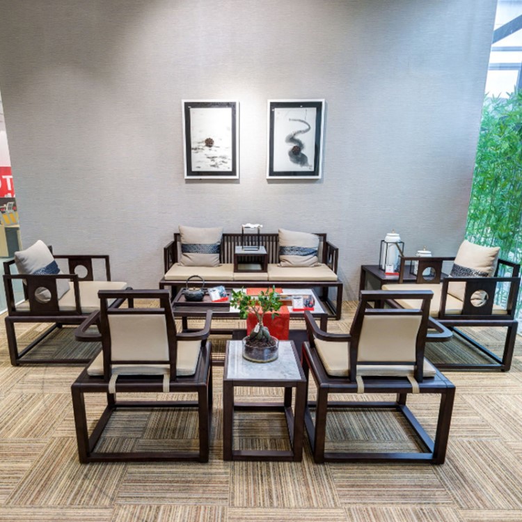 新中式實(shí)木沙發(fā)組合現(xiàn)代簡(jiǎn)約禪意辦公室會(huì)所接待家具設(shè)計(jì)師定制