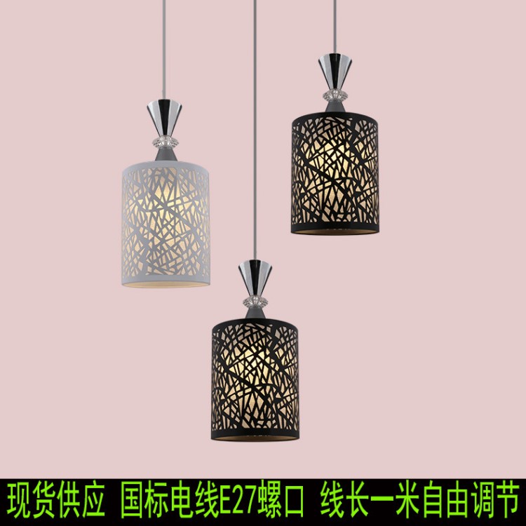 跨境 北歐家庭餐廳吊燈 鐵藝三頭餐吊燈時尚圓形五金配件燈具燈飾