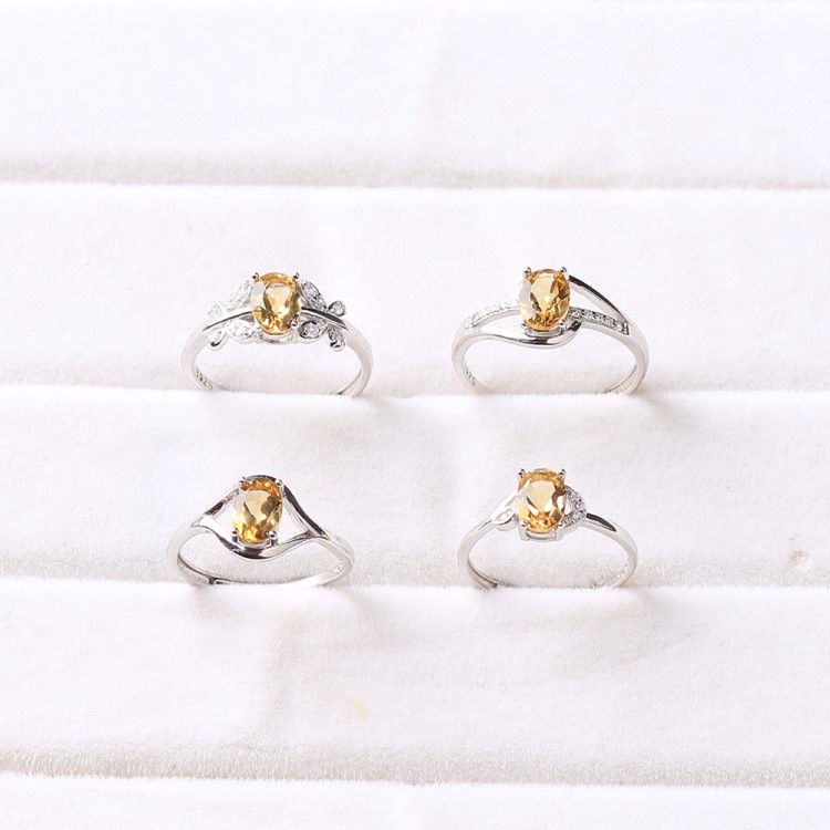 天然黃水晶925戒指時(shí)尚浪漫銀戒指指環(huán)活口送女友禮物珠寶