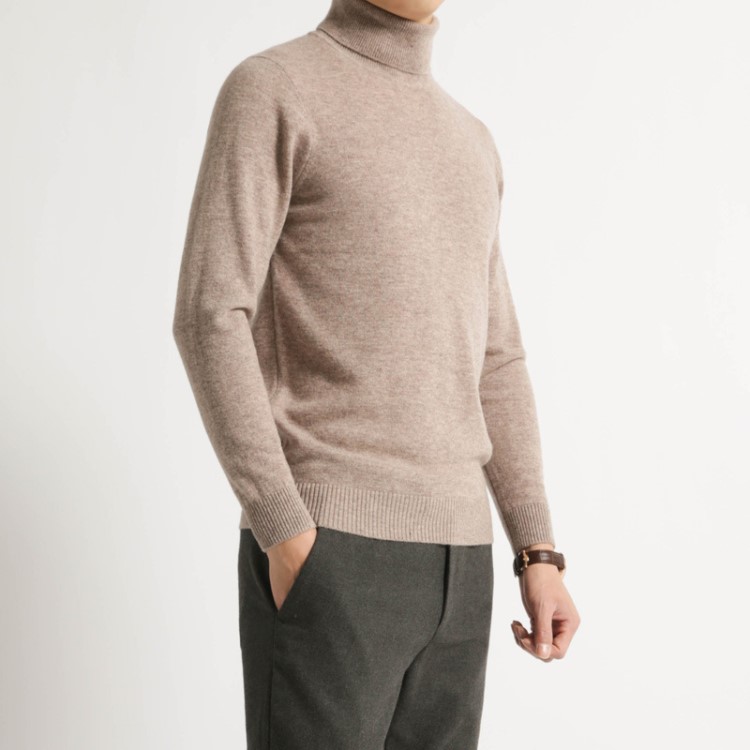 肯弗萊秋冬款打底毛衣針織衫保暖高領翻領加厚色羊毛衫男