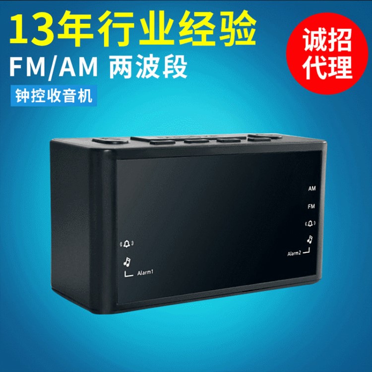 厂家批发超大屏幕显示内置扬声器FM AM两波段AC 230V 钟控收音机