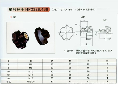 M12*63梅花形把手 膠木把手 星星把手 七星把手 五星把手手輪