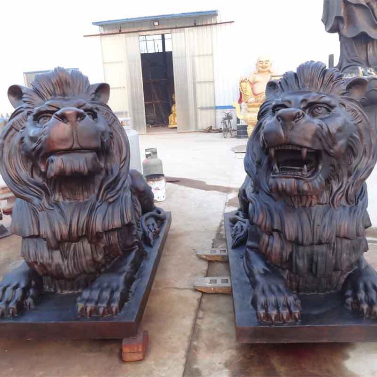 北京鑄銅雕塑廠家公司門口銅獅子鑄銅爬獅故宮門口獅子銅獅子定做