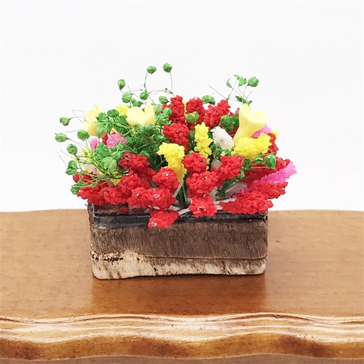 1:12迷你娃娃屋dollhouse花園場(chǎng)景仿真花卉盆栽粘土花戶外小碎花