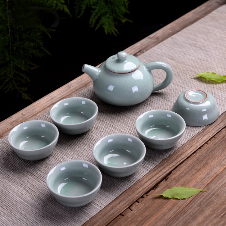批發(fā)七頭哥窯功夫茶具套裝廣告禮品定制logo新店開(kāi)業(yè)伴手禮