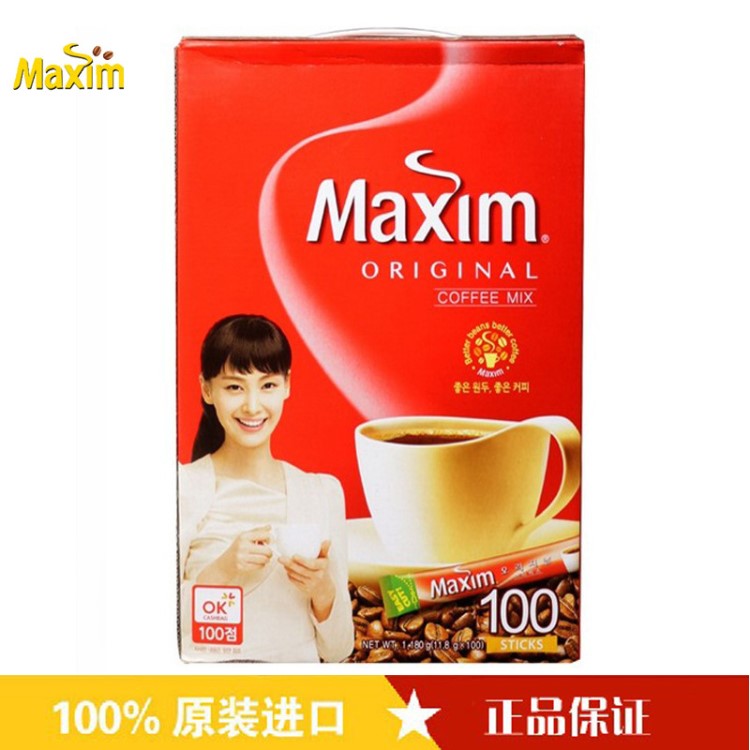 韓國紅麥馨原味摩卡三合一咖啡100條盒裝 Maxim 1200g*8盒/箱