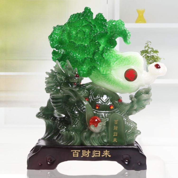 仿玉白菜樹(shù)脂工藝品 爆款創(chuàng)意裝飾品 風(fēng)水招財(cái)家居擺件 一件代發(fā)