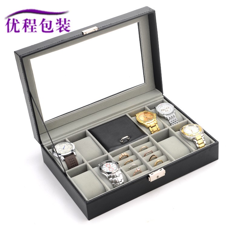 現(xiàn)貨批發(fā)8+2位手表盒首飾盒pu皮革珠寶收納盒手表盒子包裝盒廠家
