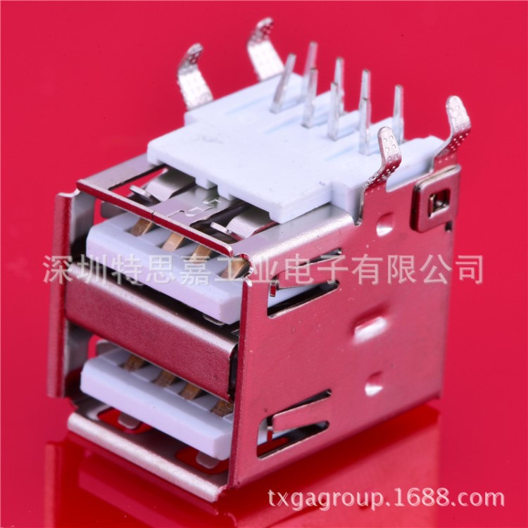 USB2.0母座2.0AF雙層插座連接器 USB180度直插現(xiàn)貨供應(yīng)