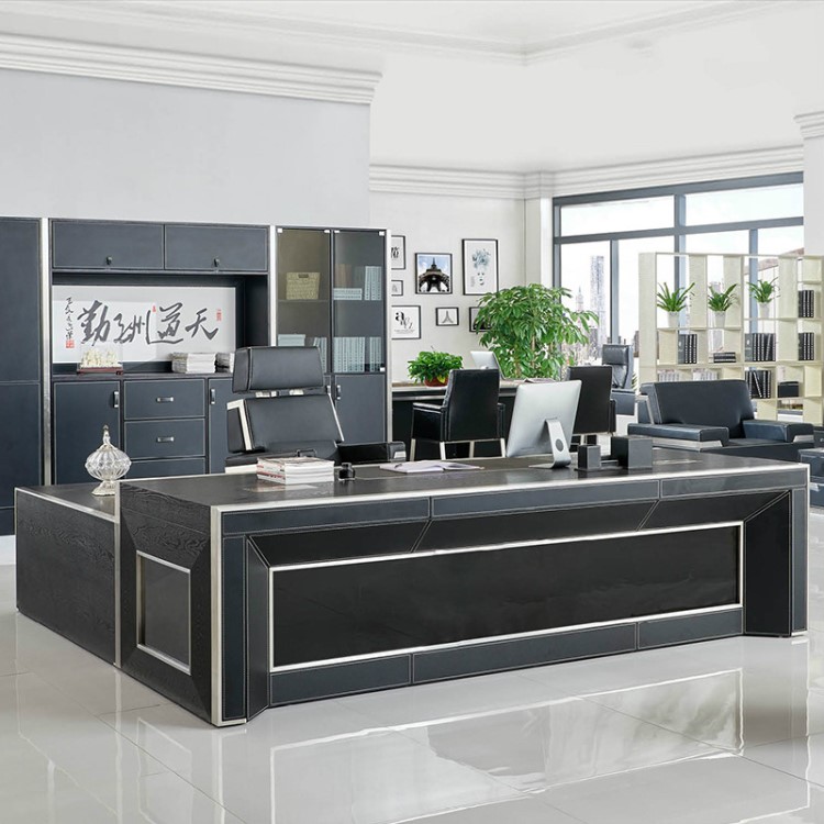 老板桌总裁桌豪华贴皮大气主管桌现代董事长老总办公桌大班台
