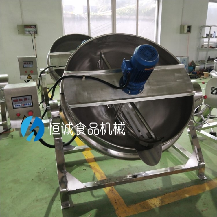 廠家直銷可傾式電加熱夾層鍋不銹鋼導熱油夾層鍋攪拌鍋化糖醬料鍋