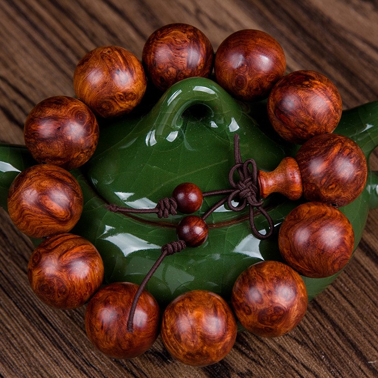 緬甸花梨滿(mǎn)瘤疤佛珠手串海柳櫻瘤手鏈似海黃花梨手串有花梨香